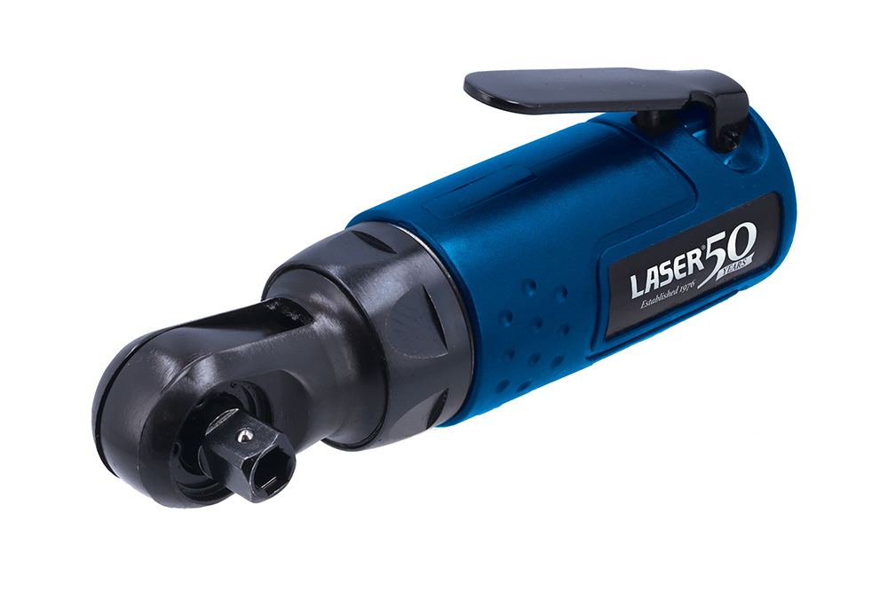 Laser Tools 9295 compact 2-in-1 mini air ratchet with 3/8-inch drive and 1/4-inch hex bit holder.