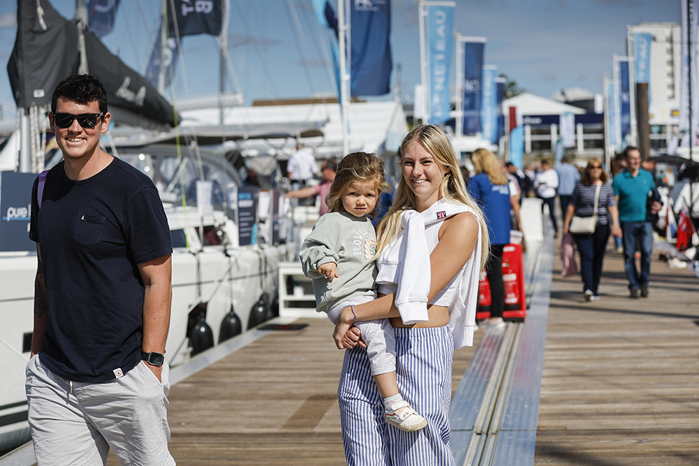 Family walking with child at Southampton Boat Show